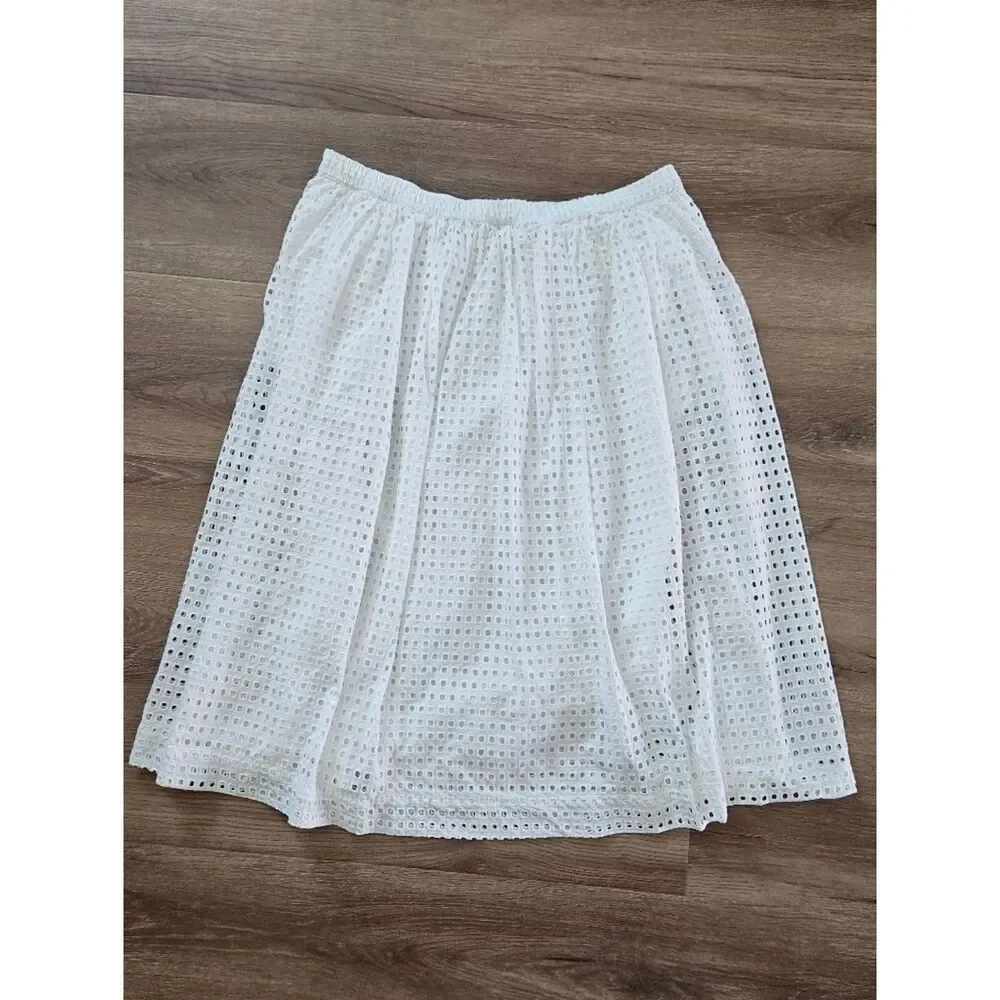 Kate Spade White Eyelet Midi Skirt Size XXL